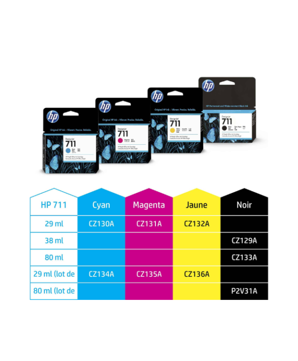 HP 711 Noir – Cartouche d’encre HP d’origine (CZ133A)