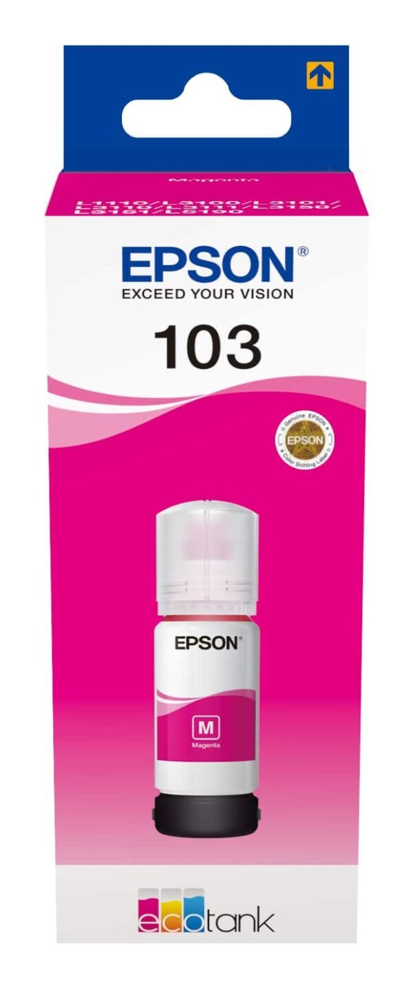 Epson 103 Magenta – Bouteille d’encre Epson EcoTank d’origine (C13T00S34A)