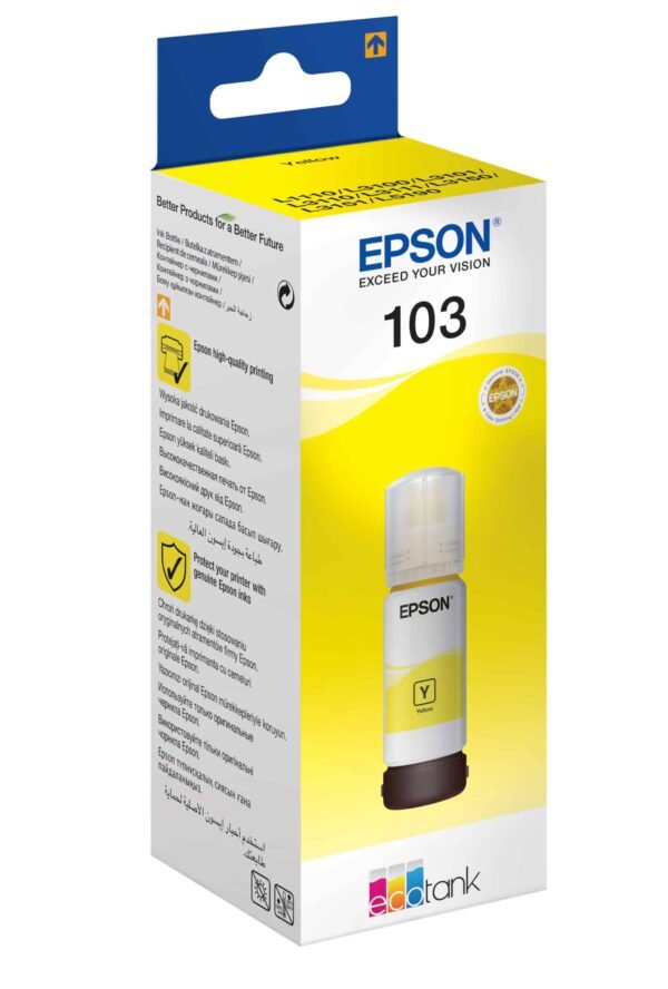 Epson 103 Jaune – Bouteille d’encre Epson EcoTank d’origine (C13T00S44A)
